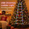 Weihnachtsbeleuchtung USB Leiter Lichterkette 6/8 Sprossen Weihnachtsmann Kletterdeko 8 Modi für Innen Außen Veranda Fenster Baum Party