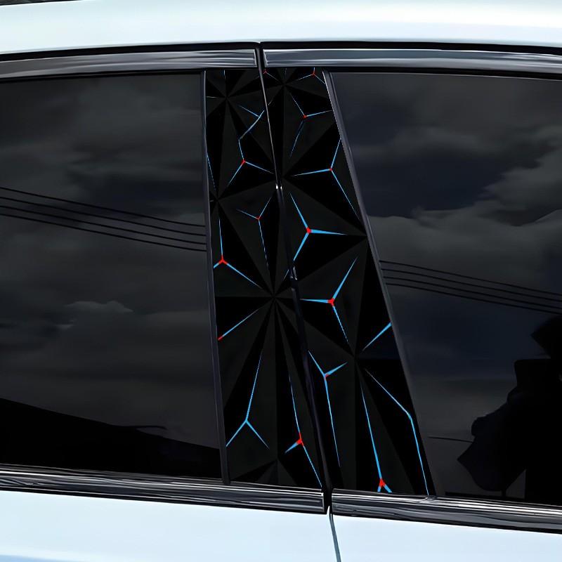 Car Decoration Car B Pillar PET Material 19.68in X 9.84in 50cm X 25cm Compatible With Various Models Easy Installation