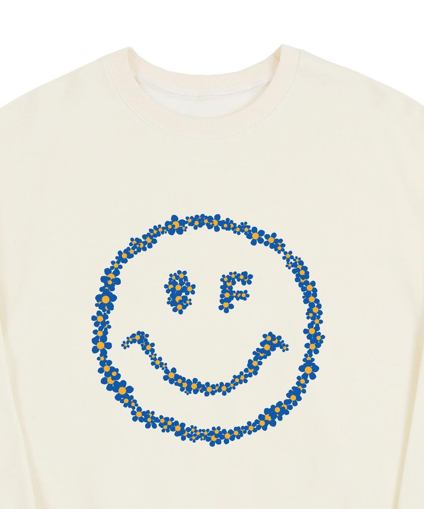 GRAVER [Unisex] Multiflower Dot Smile Sweatshirt_Cream