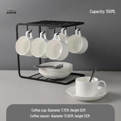 HANDUNYOU 150ml European Style White Coffee Cup & Saucer Set