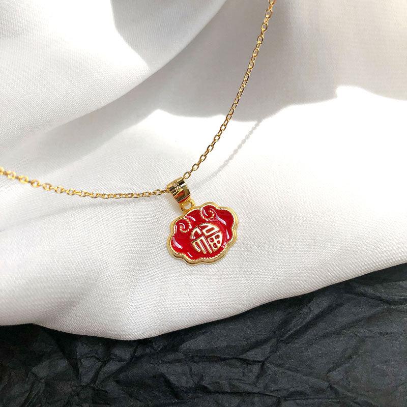 Neue Chinesische Art Gesegnete Halskette Weibliches Temperament Gesegnete Schlüsselbeinkette Tierkreis Neujahrs-Schmuck