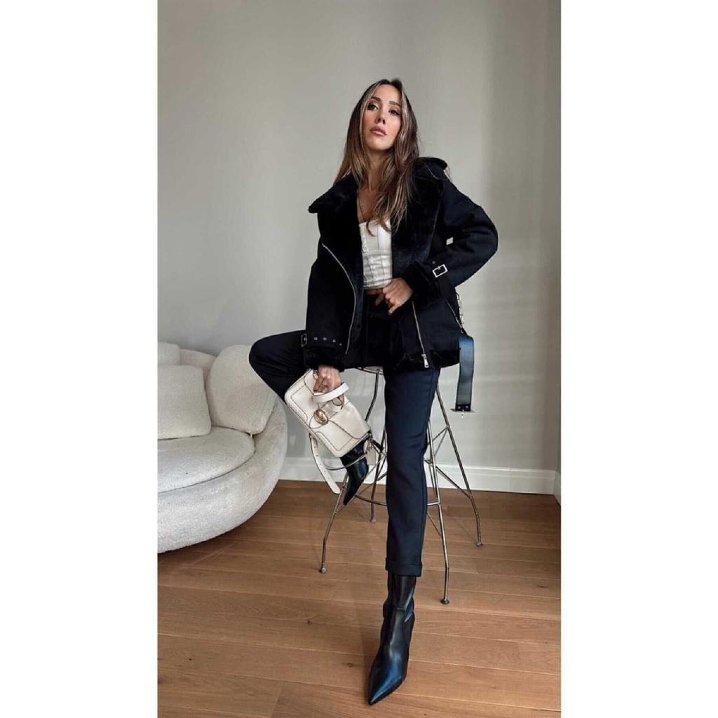 New Season Women's Premium Zr Leather Suede Coat With Belt Detail