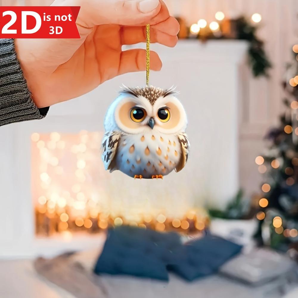 

2D Christmas owl ornament for homes, backpacks, and car mirrors. A versatile holiday decoration. чистый
