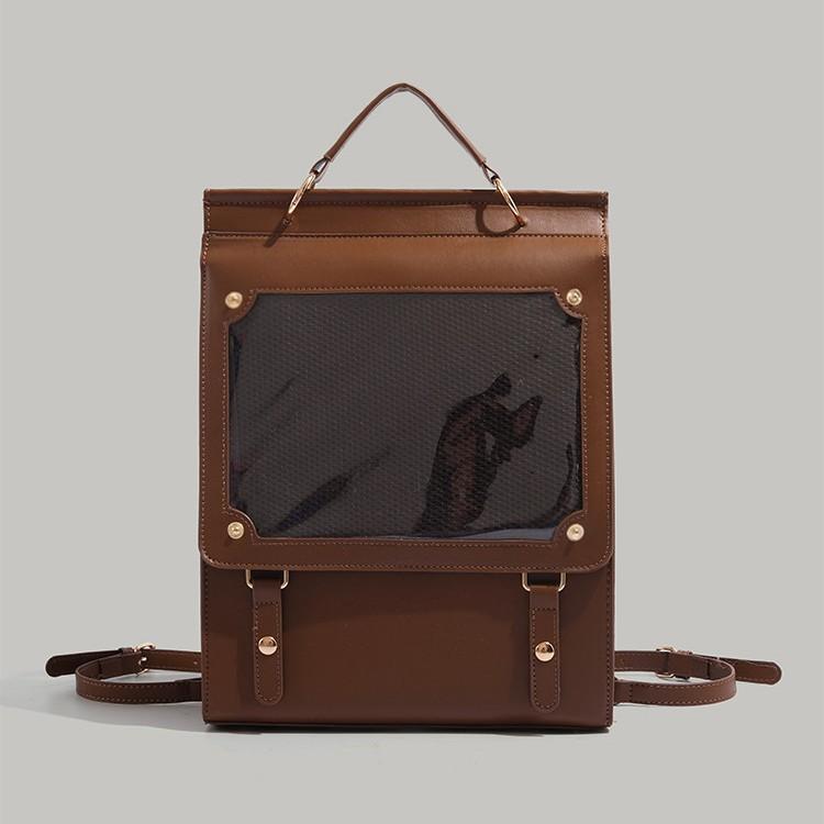 

Нишевый рюкзак большой вместимости 2024 Новый Ретро Колледж Стиль Универсальная Ручная Школьная Сумка Студенческий Прозрачный Болевой Рюкзак коричневый