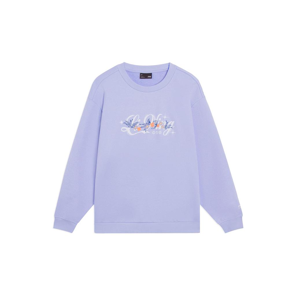 LiNing Printed Logo Sweatshirt Women Tops Purple AWDT020-4