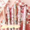 4Pcs Cute Cartoon Design Ballpoint Pen 0.5mm Writing Neutral Pen Press Type Rollerball Pen Learning Office Supplies