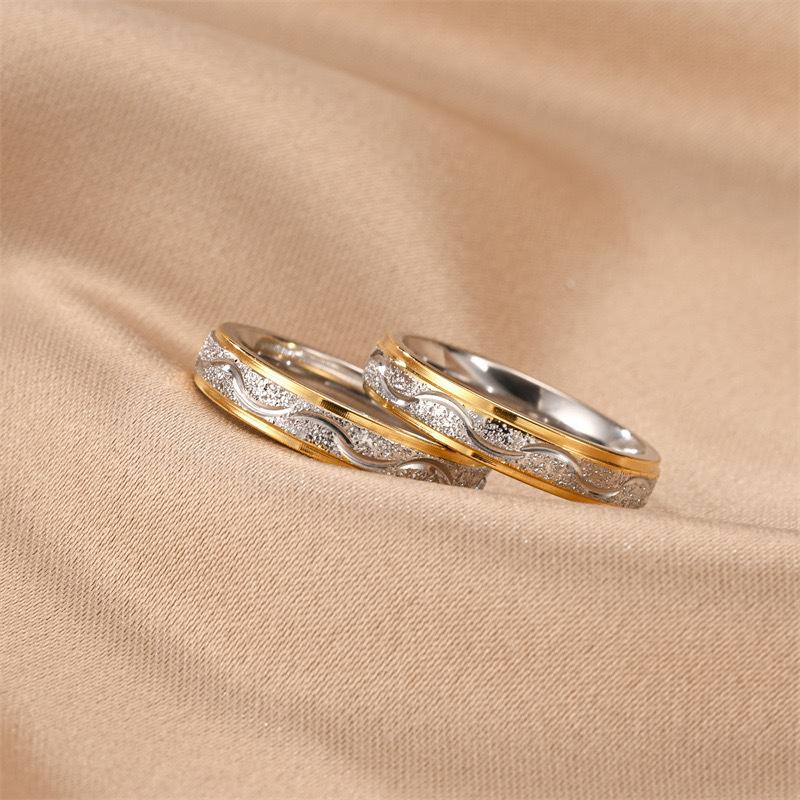 Hot Selling Stainless Steel Frosted Couple Rings For Women Men Zircon Valentine's Day Gifts Size 5-13