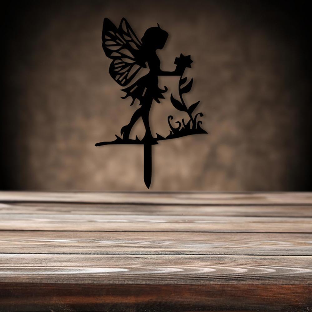 1pc Wrought Iron Ground Stake Elf Garden Decoration Valentine Yard Insert Rustproof Craftsmanship