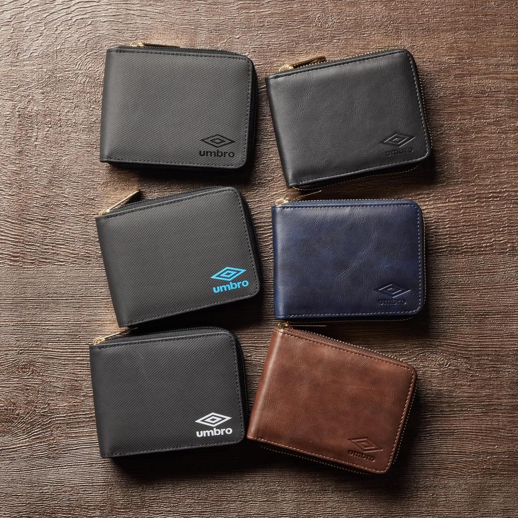 Umbro Bifold Wallet with Round Zipper Men's (Black/Blue)