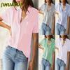 Women's Fashion Casual Short Sleeve V Neck Blouses & Shirts International Design