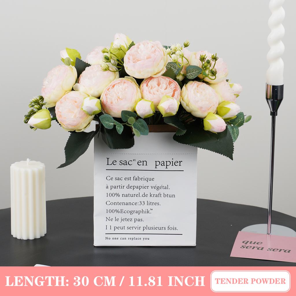 Artificial Flowers Retro Silk Rose Bouquet Hydrangea Peony Flowers Vintage Bride Holding Home Wedding Decoration Accessories