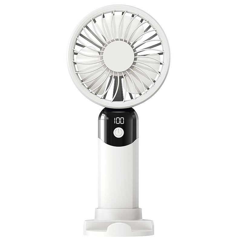 New Portable Handheld Fan with LED Digital Display 6 Speed Adjustable Small Cooling Fan Base Can Be Used As Mobile Phone Stand