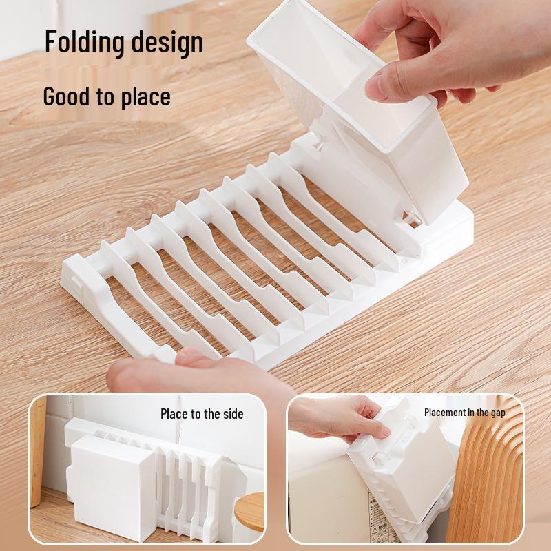 Multi-functional Japanese Foldable Dish Rack & Utensil Storage Shelf