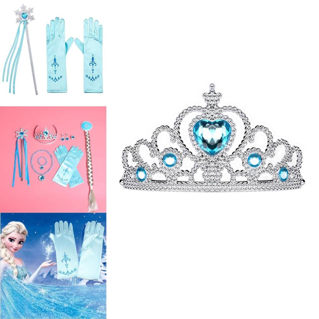 Coroană de Plastic Prințesă Elsa din Frozen Baghetă Magică Colier Cercei Fundă Mănuși Perfecte Pentru Petreceri Și Adunări