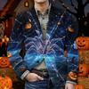 Men's Corduroy Blazer Jacket with Halloween Print Warm Casual Suit Coat with Pockets Comfortable Fit Lightweight Design for Everyday Wear