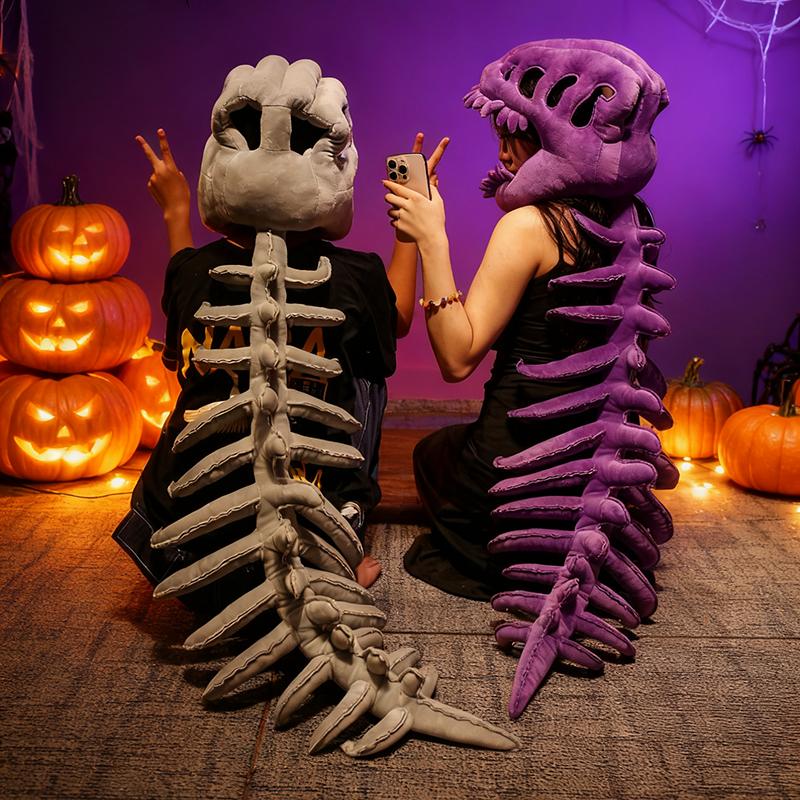 Non-Toxic Dinosaur Skeleton Headgear Pillow - 4 Colors Perfect For Party Cosplay & Cozy Sofa Lounging