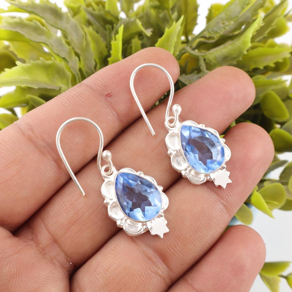 Tanzanite Gemstone 925 Sterling Silver Earrings Statement Jewelry Gift For Her EE-163-4