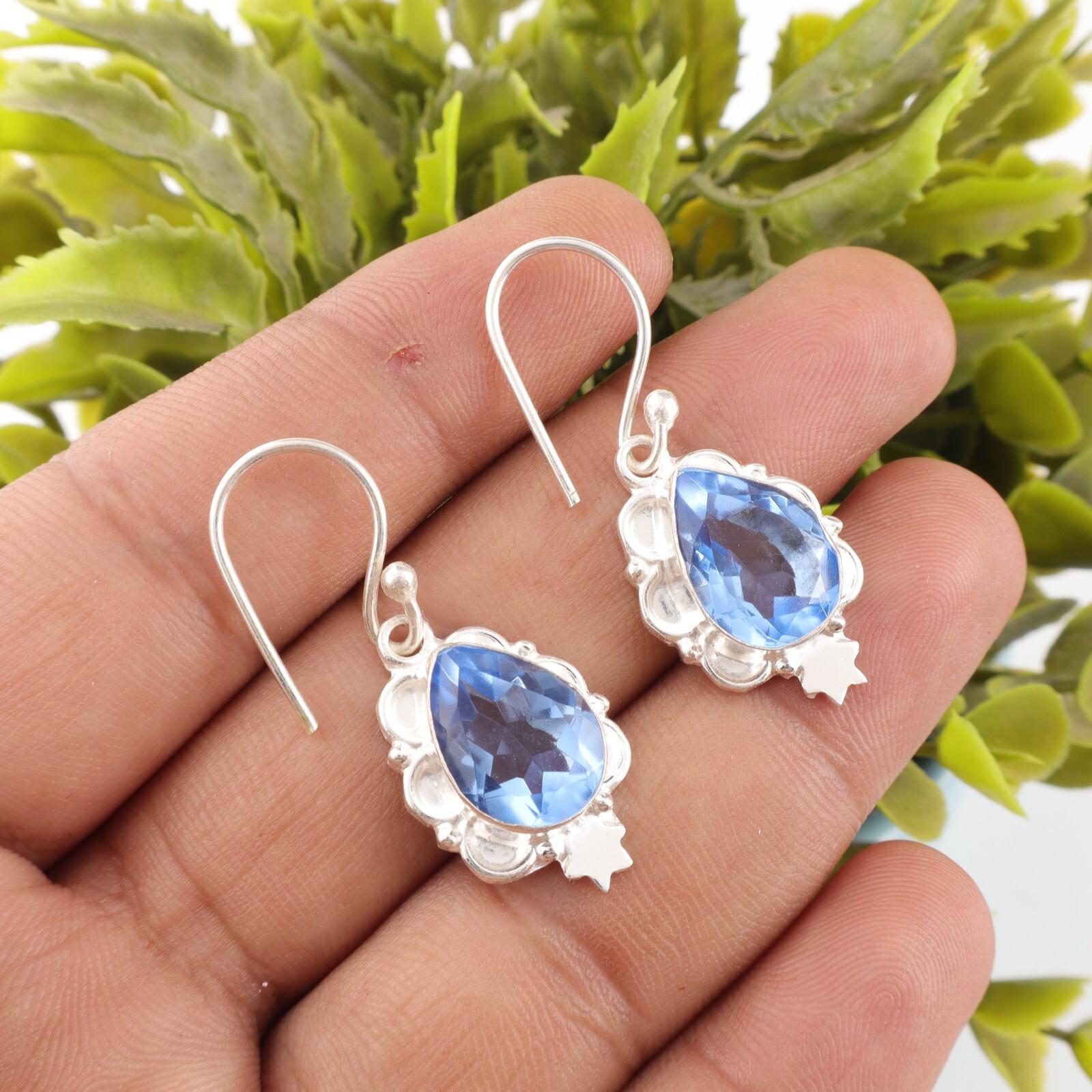 

Танзанит Драгоценный камень Серьги из стерлингового серебра 925 пробы Заявление Ювелирное изделие Подарок для нее EE-163-4