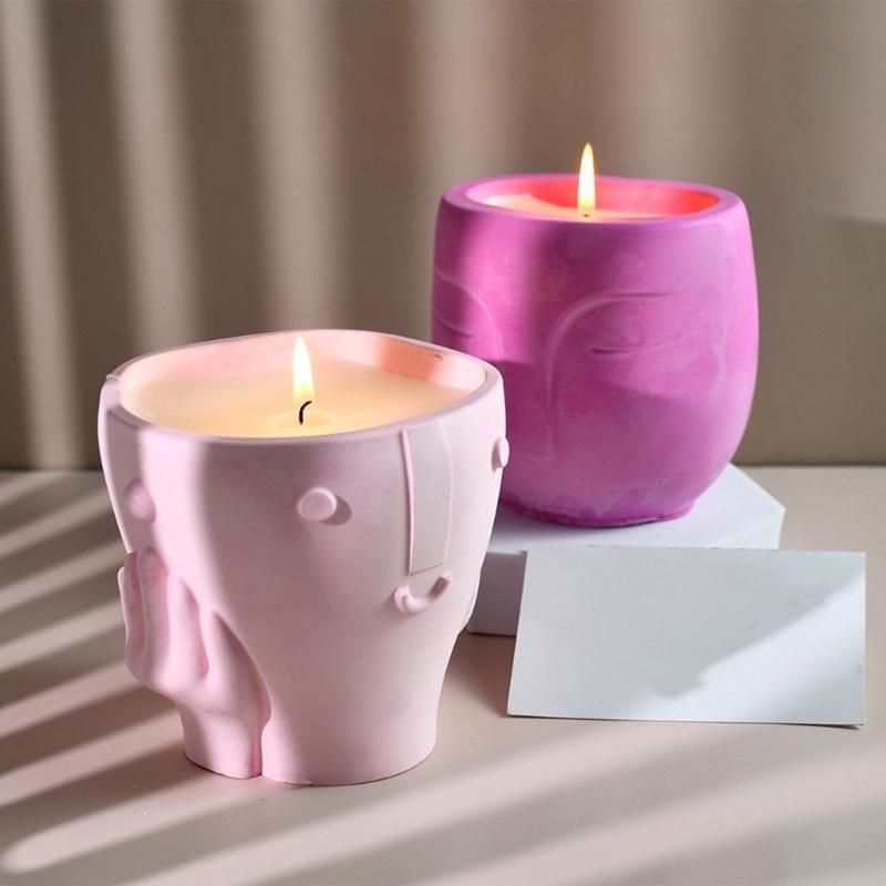 Innovative Silicone Flower Vase Molds Face Shape Flexible Ornament Molds Silicone Flowerpot Mold Suitable for Crafting