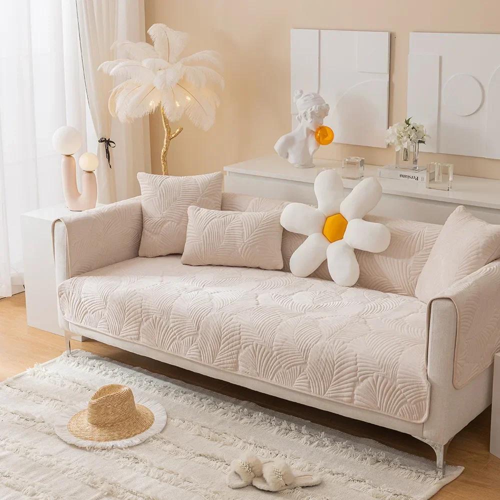 1PC Universal Sofa Covers Towel Chenille Jacquard Living Room Sofa Cushion Mats Non-Slip Couch Cushion Armrest Backrest Cover