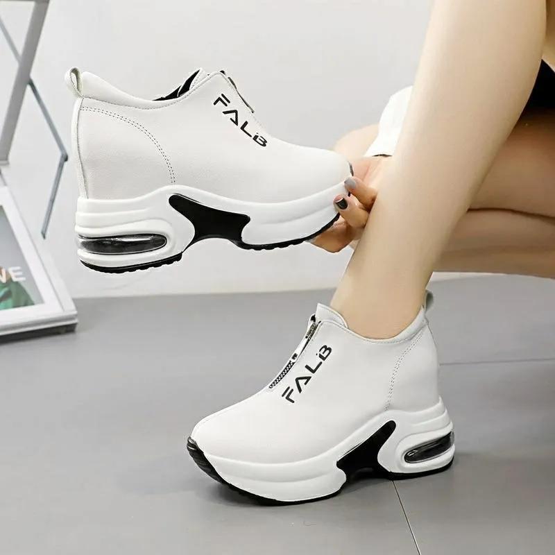 Podzimní a zimní dámské tenisky s platformou, klínkové tenisky, dámská obuv, ležérní dámská obuv, bílá obuv zvyšující výšku
