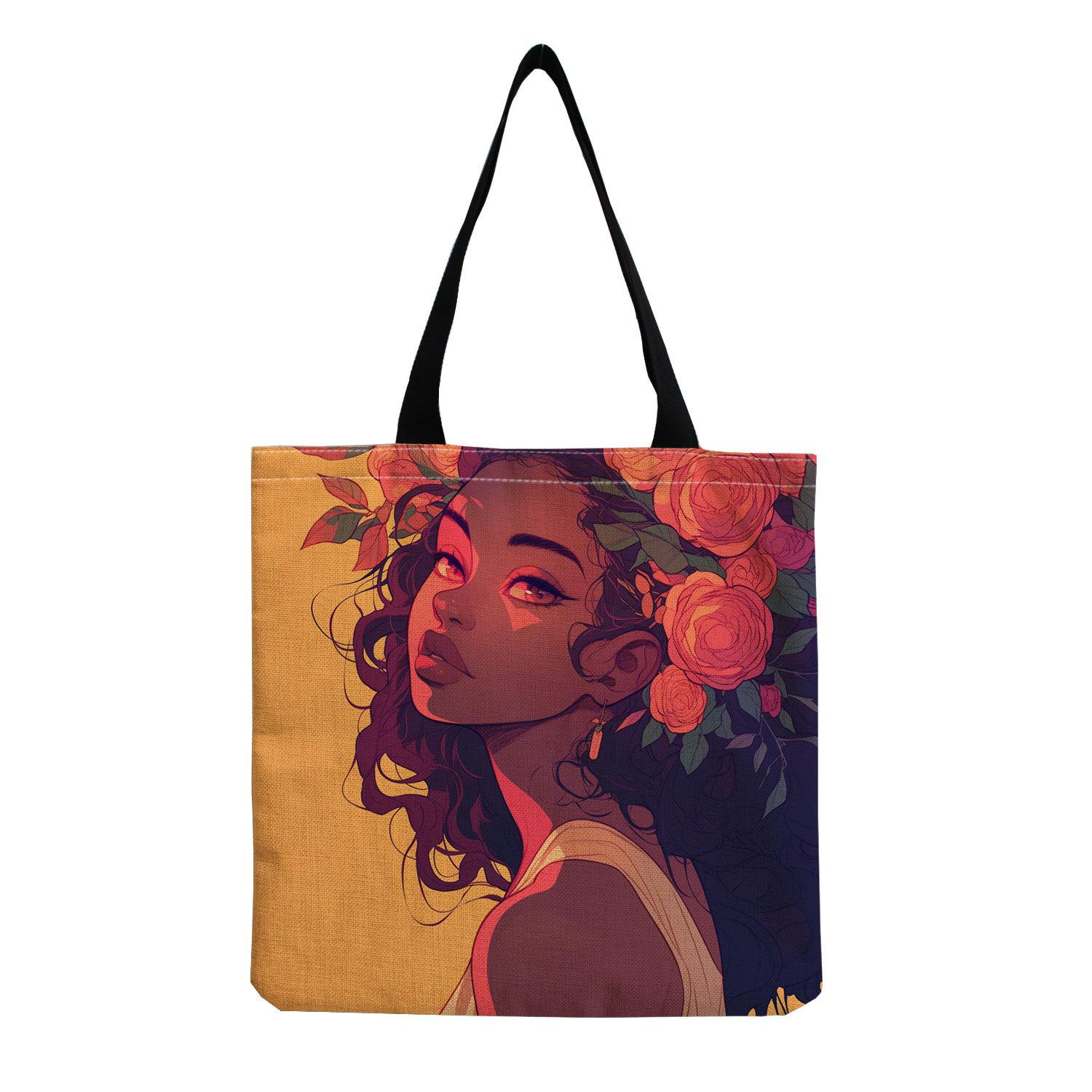 

Women Vintage Linen Tote Bag - Large Capacity Print Shoulder Handbag for Casual & Grocery Shopping KTB hmk1706