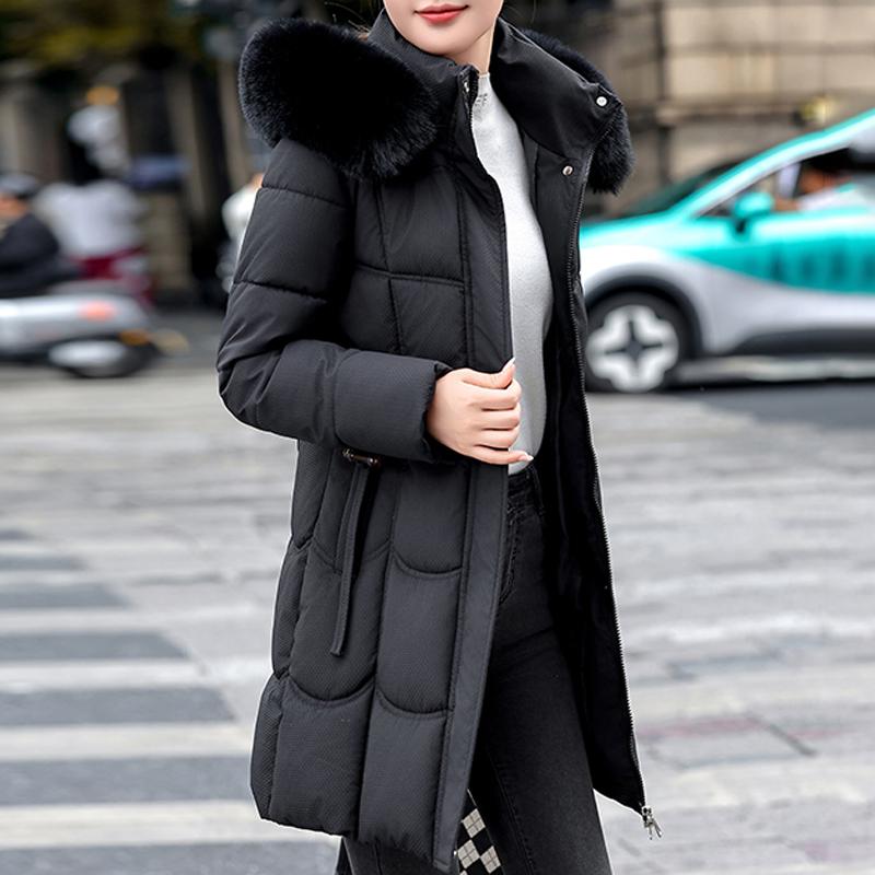 Fashion Female Warm Coat Winter Long Parkas Hooded Faux Fur Collar Loose Thick Women's Jackets