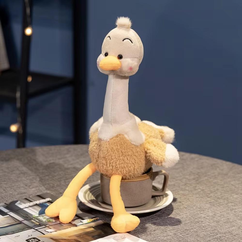 Soft Stuffed Long-Legged Ostrich Plush Toy Cartoon Ostrich Plush Doll  Children Gift бежевый