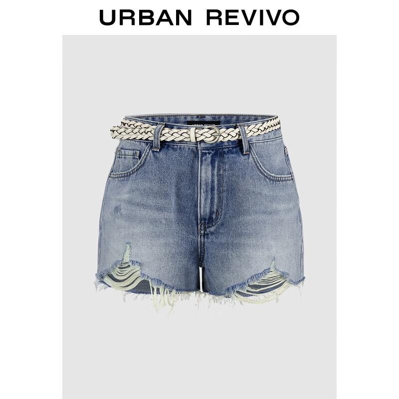 UR 2025 Осень Ретро Потертые Джинсовые Шорты с Бахромой UWH850068 26