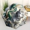 1pc Turquoise Dragon and Snow Tipped Tiger Soaring Through Clouds Automatic Opening and Closing Umbrella - Suitable for Various Occasions, Portab