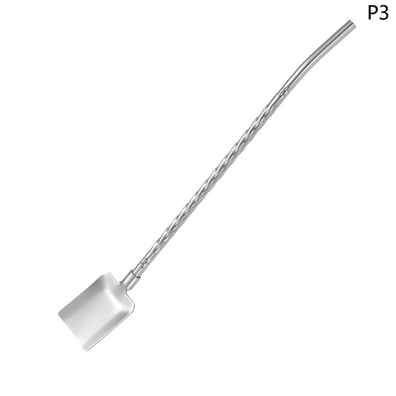 2In1Drinking Straws Spoon Creative Stainless Steel Reusable Drinking Straw