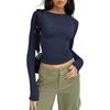 Womens Basic Long Sleeve Top Slim Fit Round Neck Milk Soft Tee Casual Everyday Wear