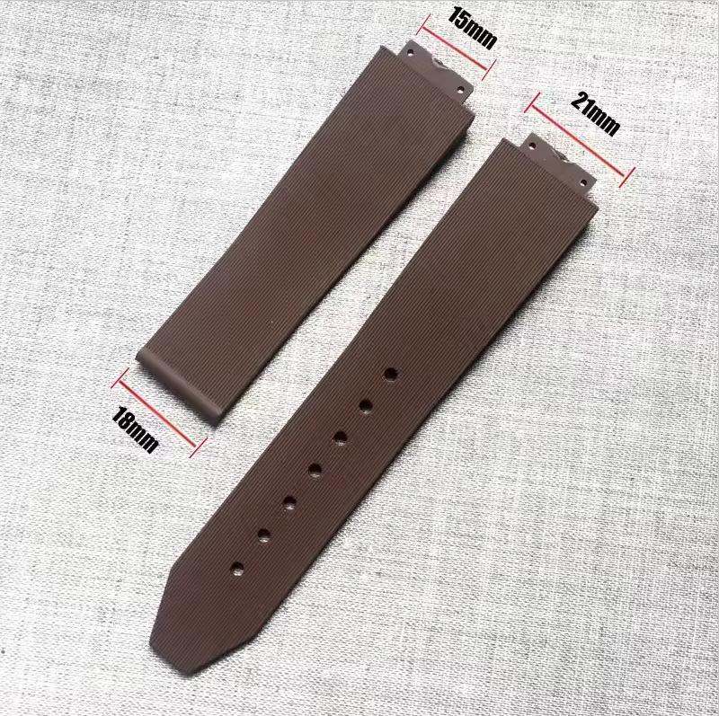 

Waterproof Female Soft Rubber Watchband Accessories For HUBLOT Strap Watchband Multi-color convex 21x15mm Fold Buckle 21mm-15mm