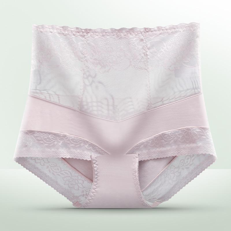 Blondeundertøy Dame Høy midje Truser Mage Antibakteriell skritt Sexy Pustende Utsparing Stor størrelse Rumpe Løft Dame Trekanttruser