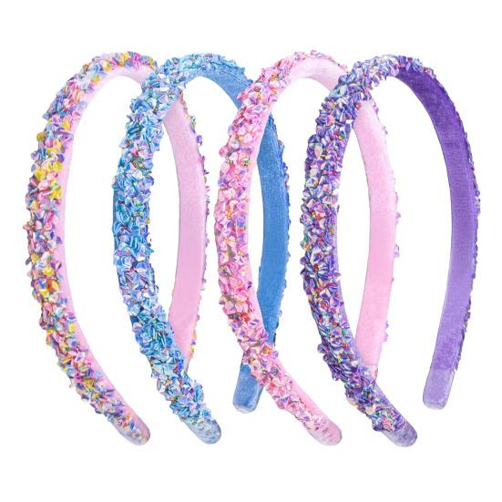 Thin Headbands for Girls Sparkly Sequin Hairbands Non-slip Cute Glitter Hair Accessories for Children Toddlers