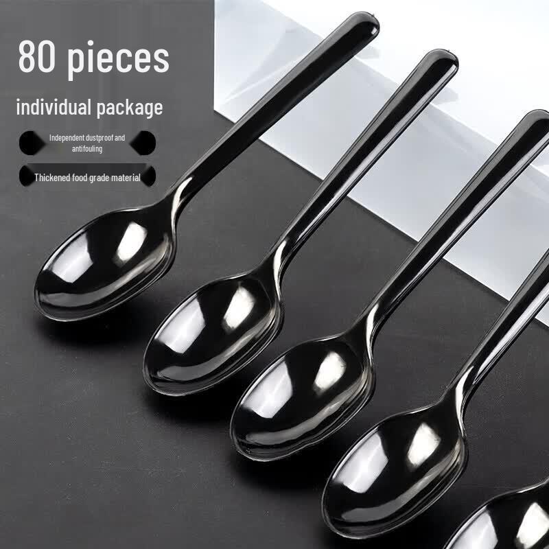Individually Wrapped Black Disposable Spoons