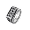 Unique Geometric Patterned Stainless Steel Ring Inlaid Black Zircon Chunky Rings for Men Charm Fashion Finger Jewelry Size 7-12