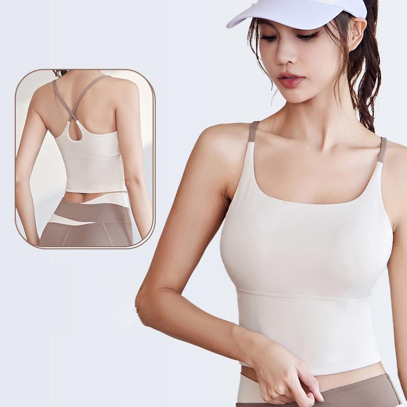 Dámská jógová vesta Sexy sportovní podprsenka Běžecké tričko Fitness trička Crop top Cvičební Elastické sportovní prádlo Rychleschnoucí Gym top