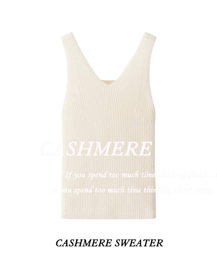 90g Pure Cashmere Reversible Women's Slim-fit V-neck Sleeveless Inner Vest