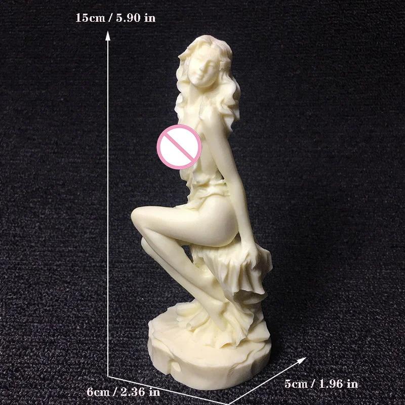 Goddess Characters Decorative Statue- Sexy Nude Art Figurine White Home Room Office Decoration Accessories 15CM / 5.89 in