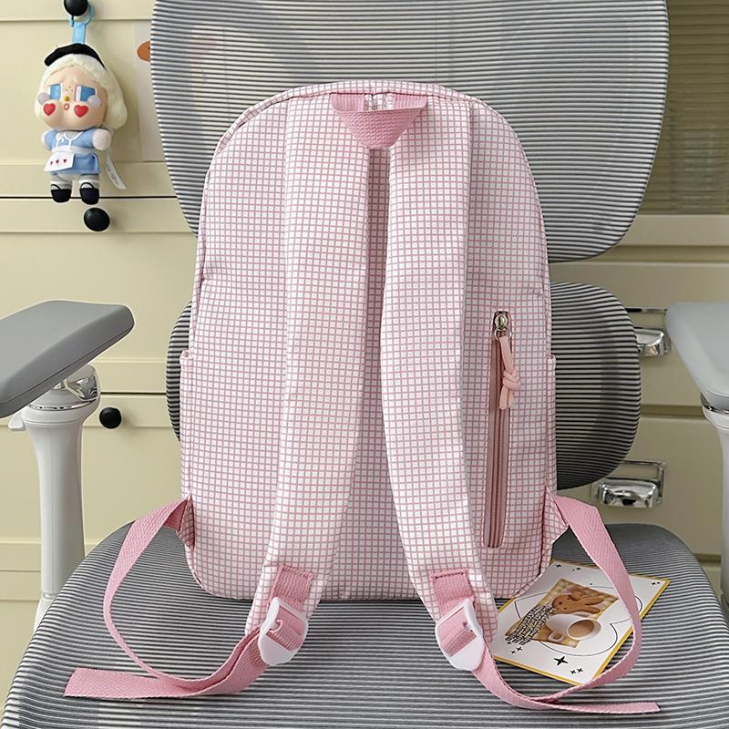 Student Schoolbag Large Capacity Check Backpack