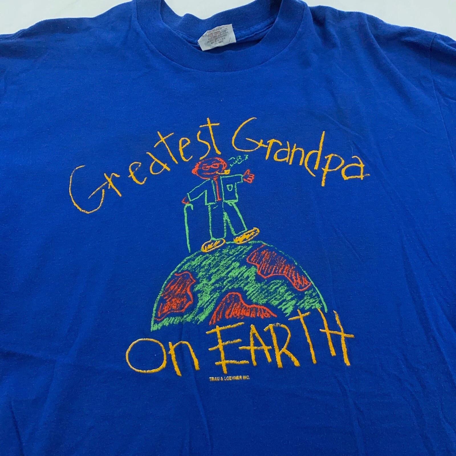 

vintage 90s GREATEST GRANDPA ON EARTH T-Shirt SMALL grandfather gift soft thin 2XL