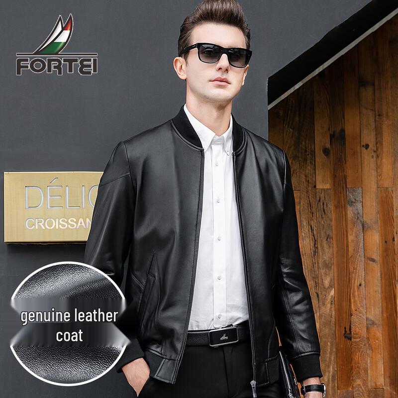 

Men s Lambskin Baseball Collar Leather Jacket L