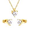 Square White Zircon Earrings And Necklace Set Classic Versatile Women's Jewelry Fade Resistant