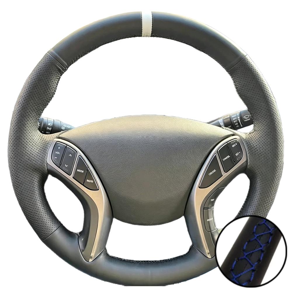 Car Accessories Hand-stitched Black Artificial Leather 2011-2016 Avante i30 2012-2016 Steering Wheel Cover For Hyundai Elantra