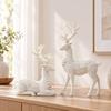 Deer Figurine with Floral Relief Nature-Inspired for Tabletop
