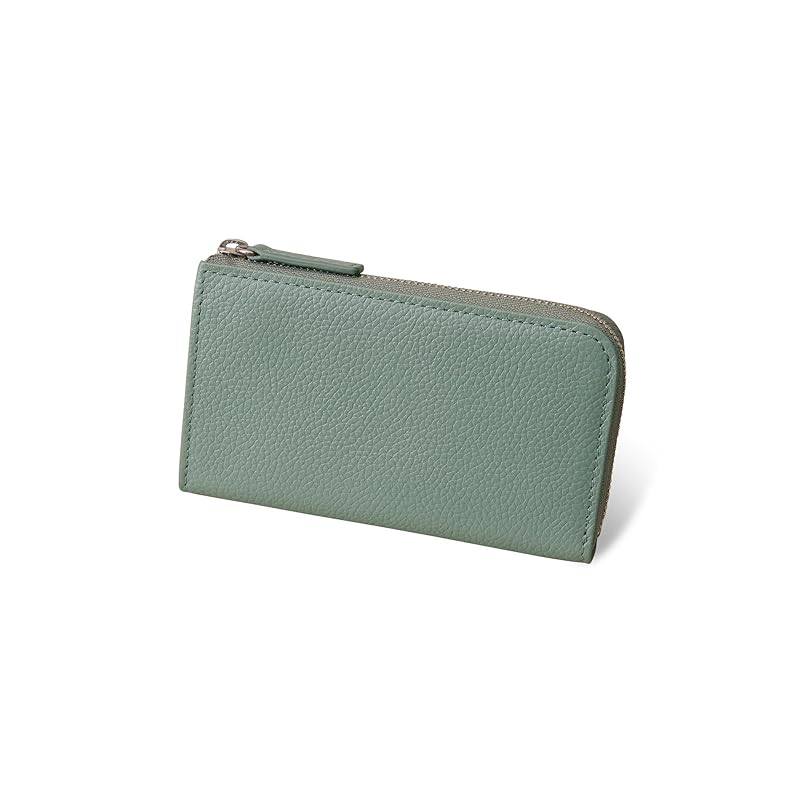 

[Business Leather Factory] Multi-wallet Water repellent original leather cow leather unisex compact 5 pockets coin purse YKK zipper (mint gray)