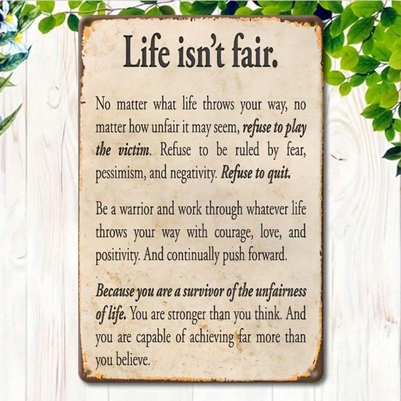 

Metal Poster Life Is Not Fair Vintage Wall Art Garage Decor 8x12 Inch