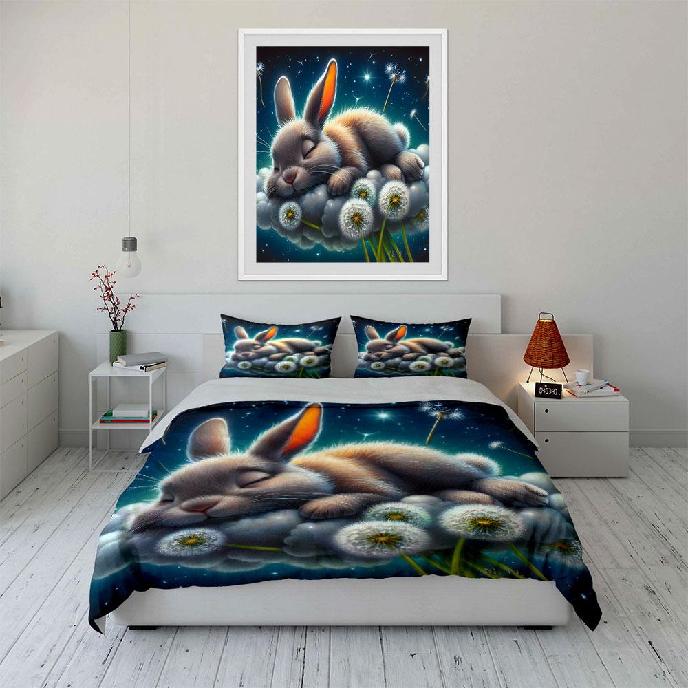 "Dreamy Bunny Bedroom Decoration Set" Multiple Sizes Kid's and Adults' Bedroom Exquisite 3PC Bedding Set Gift