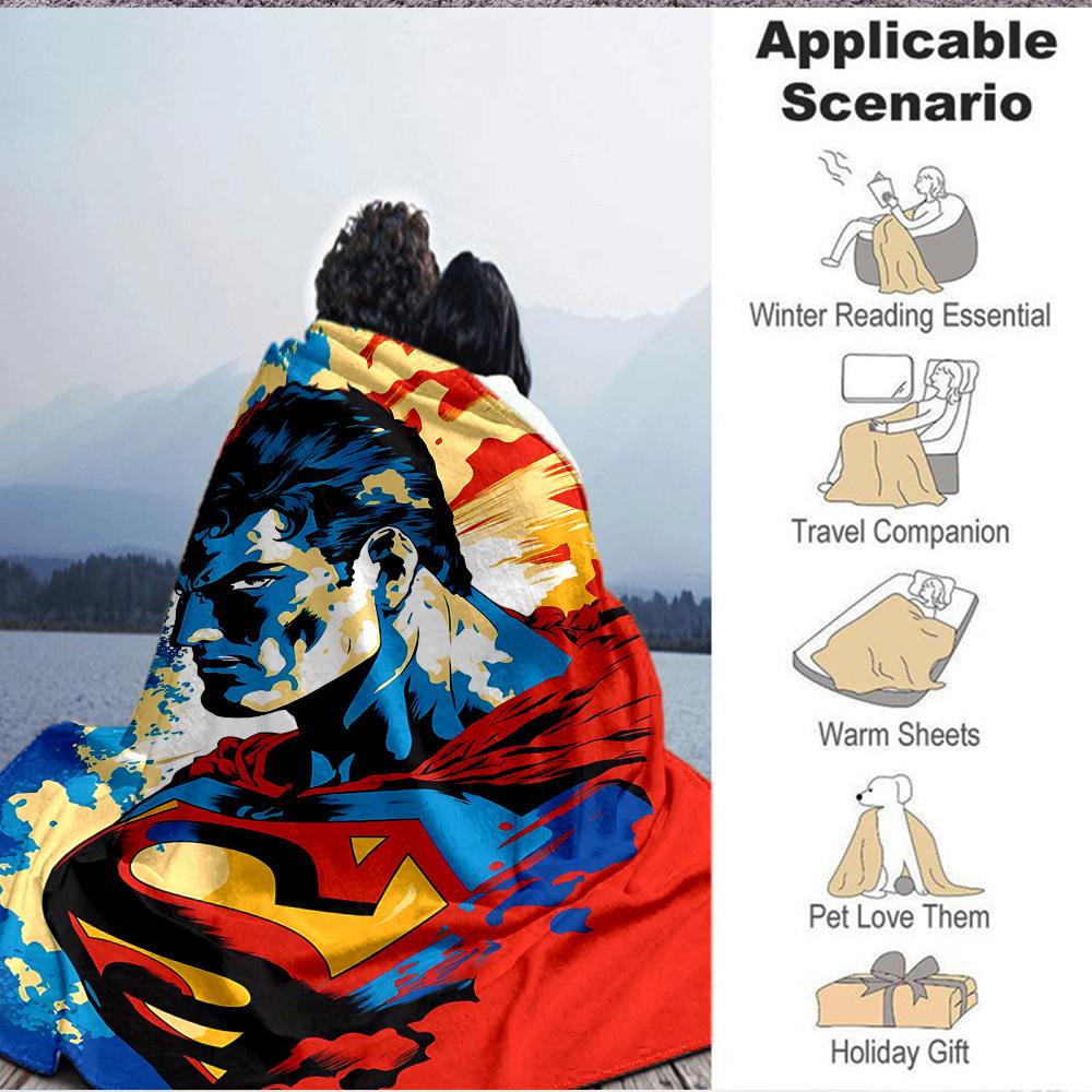 1pc Superhero Flannel Throw Blanket - HD Printed Lightweight Soft Warm All-Season Blanket for Sofa, Bed, Travel058